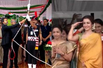 trisha takes front row seat at cm vijays flag hoisting ceremony