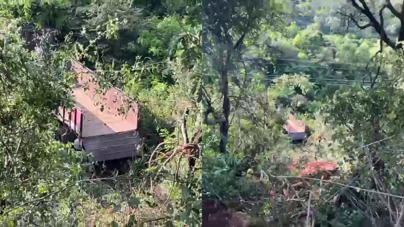 truck falls into 100 foot deep gorge due to brake failure in chikkamagaluru