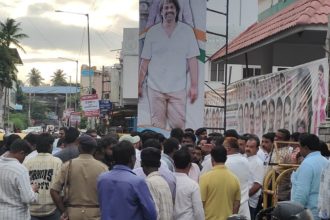 uproar in district congress president selection meeting in shivamogga