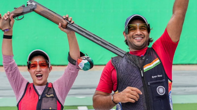 Asian Gamesh Trap Shooting Neeru Dhanda and Kynan Chenai