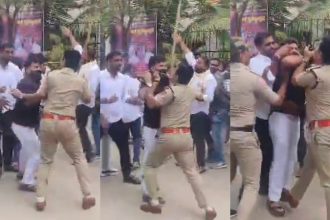 Bengaluru Youth Congress Leader Manjunath Assaults IPS Officer Nemegowda Vyalikaval Police Hesitate to Book Case