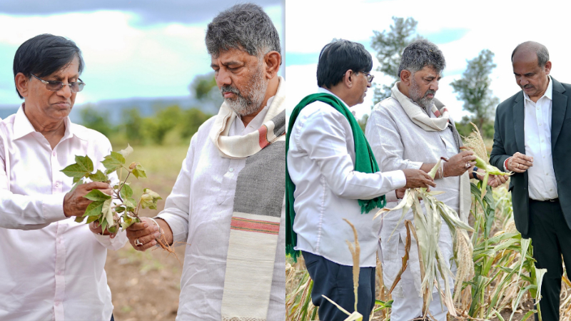 ಗದಗ ಜಿಲ್ಲೆಯಲ್ಲಿ ಬರ ವೀಕ್ಷಿಸಿದ ಸಿಎಂ ಡಿಕೆಶಿ - ಬರಪೀಡಿತವೆಂದು ಘೋಷಿಸುವುದಾಗಿ ಭರವಸೆ 10 DK Shivakumar visits drought hit places in gadag