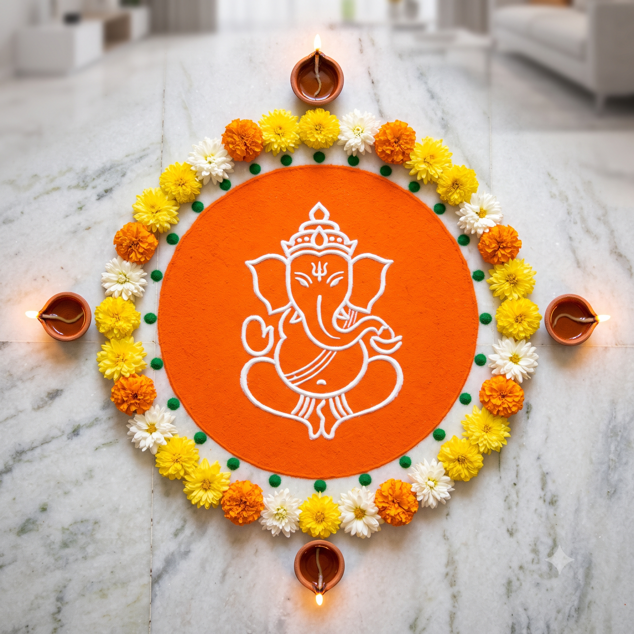 ಮನೆಮುಂದೆ ಕಳೆಗಟ್ಟಲಿ ಗಣೇಶ ಚತುರ್ಥಿ ಸಂಭ್ರಮ - ಬಿಡಿಸಿ ಈ ಸುಲಭ, ಆಕರ್ಷಕ ರಂಗೋಲಿ 12 Ganesh Rangoli 1