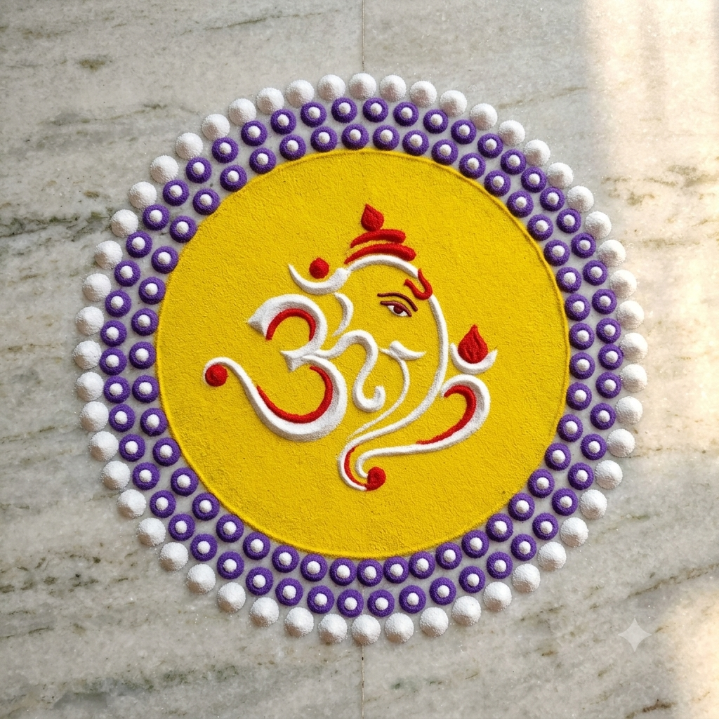ಮನೆಮುಂದೆ ಕಳೆಗಟ್ಟಲಿ ಗಣೇಶ ಚತುರ್ಥಿ ಸಂಭ್ರಮ - ಬಿಡಿಸಿ ಈ ಸುಲಭ, ಆಕರ್ಷಕ ರಂಗೋಲಿ 14 Ganesh Rangoli 3
