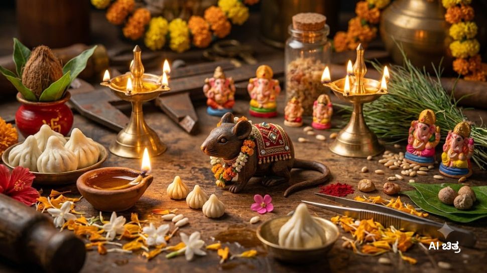 ಗಣೇಶನಿಗಷ್ಟೇ ಅಲ್ಲ ಮೂಷಿಕನಿಗೂ ವಿಶೇಷ ಪೂಜೆ; ಉತ್ತರ ಕರ್ನಾಟಕದ ವಿಭಿನ್ನ ಆಚರಣೆ 12 Ganesh chaturthi 3