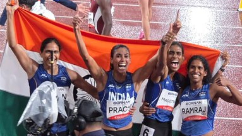 India wins sixth gold medal at Asian Games through womens 4x400 relay team