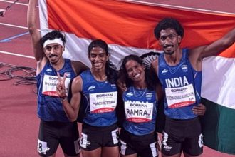 Indian team won silver medal in the 4 400 Relay race during the Asian Games in Japan