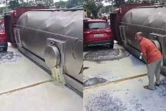 KMF Nandini Tanker Overturn Hebbal