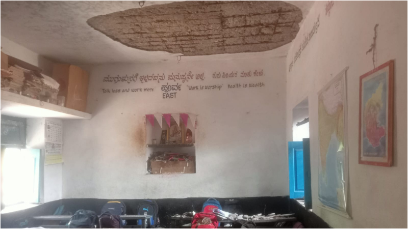 School Roof Plaster Collapses During Class in Bagalkote 4 Students Injured