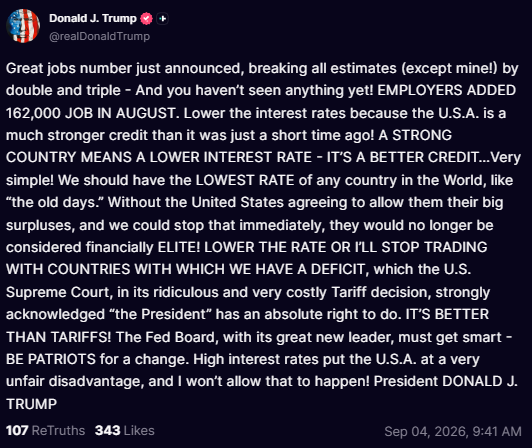 Trump Renews Pressure on Fed to Cut Interest Rates Threatens Trade Action Over High Borrowing Costs