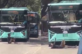 a viral incident in yelahanka caused a major traffic standstill when a man blocked a busy road by lying down and sleeping on road