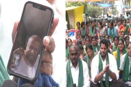 bidadi township protest h.d.deve gowda