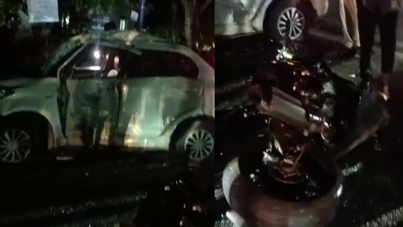 bmw rr bike collides with car young man dies in chikkaballapur