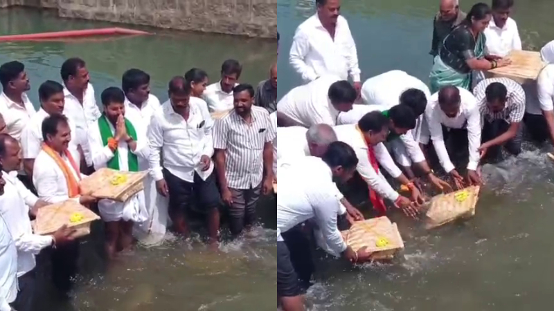 c t ravi offers bagina to belavadi lake