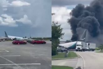 five killed as amazon cargo jet overruns miami runway catches fire