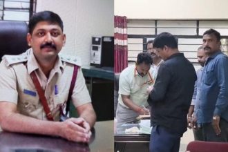 shivamogga fire officer caught red handed while accepting a bribe of rs 1