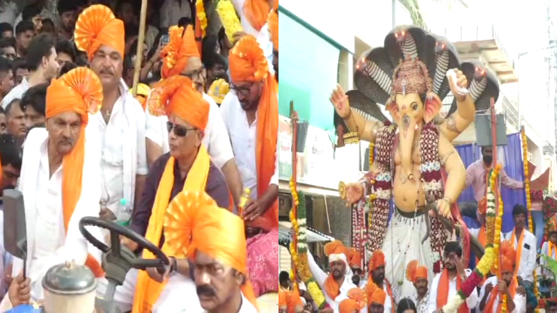 the deputy commissioner drove a tractor during the ganesh immersion procession in davanagere