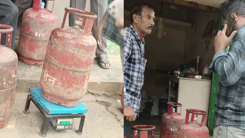 27 kg of gas supplied in a 30 kg cylinder locals lash out in bengaluru mathikere