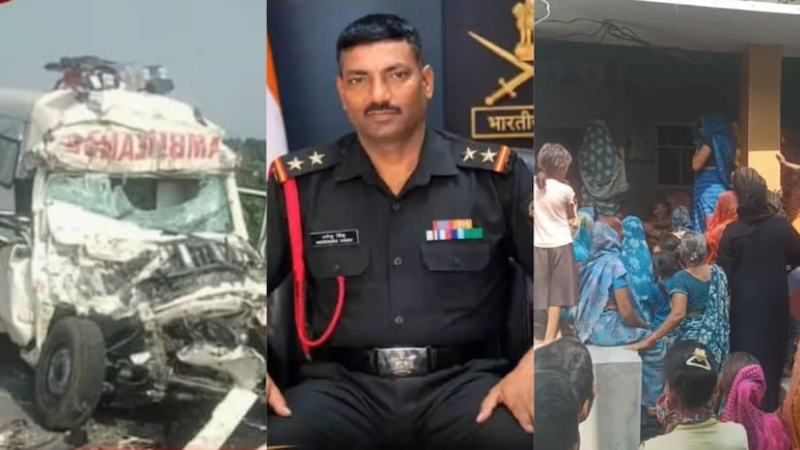 Ambulance Carrying Soldier Body Crashes in up sultanpur