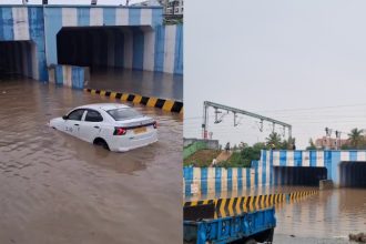Brief Downpour Inundates Bengalurus Panathur Underpass Car Seen Floating in Rainwater