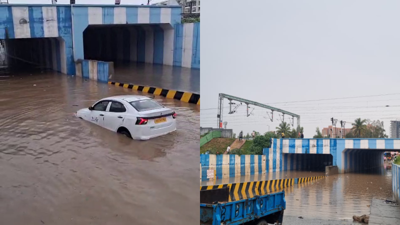 ಕ್ಷಣಾರ್ಧದ ಮಳೆಗೆ ಪಣತ್ತೂರು ಅಂಡರ್‌ಪಾಸ್ ಜಲಾವೃತ- ನೀರಿನಲ್ಲಿ ತೇಲಾಡಿದ ಕಾರು