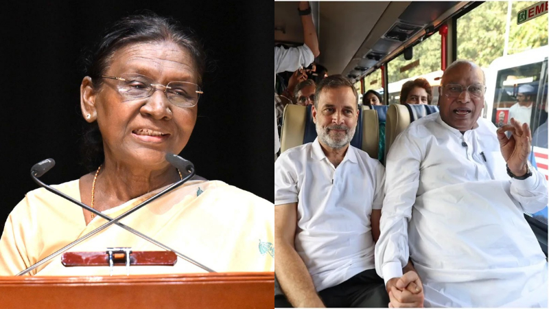Droupadi Murmu Rahul Gandhi mallikarjun Kharge