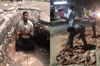 Kanteerava Studio Junction Cave In Following Public TV Report GBA Dumps Mud and Debris Commuters Outraged