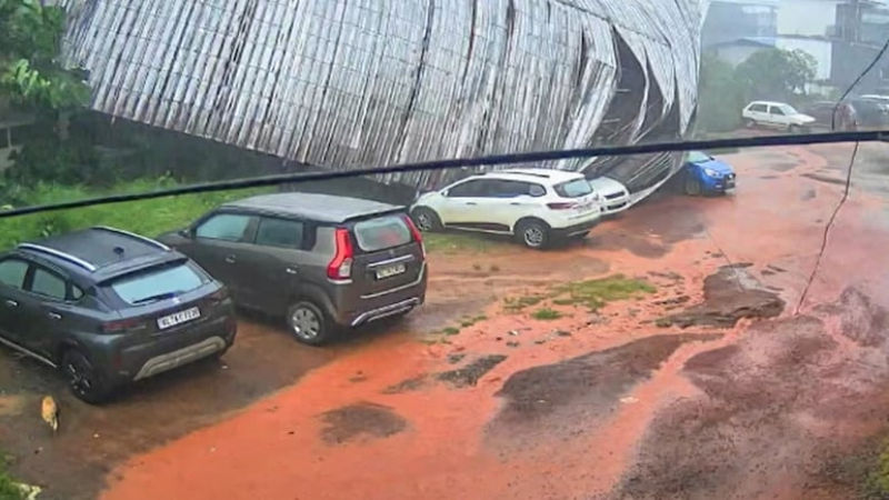 Kerala Kannur School Roof Collapse Car Damaged