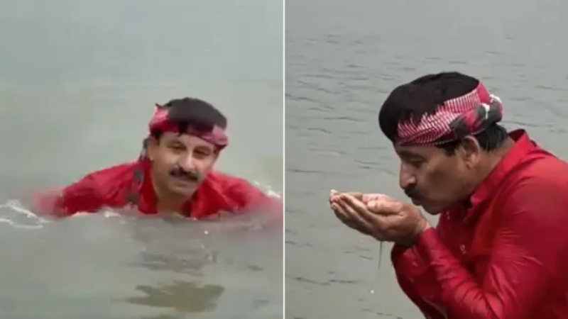 ಯಮುನಾ ನದಿಯಲ್ಲಿ ಮುಳುಗಿ, ನೀರು ಕುಡಿದು ಸ್ವಚ್ಛವಾಗಿದೆ ಅಂತ ಬಿಜೆಪಿ ಸಂಸದ ಘೋಷಣೆ