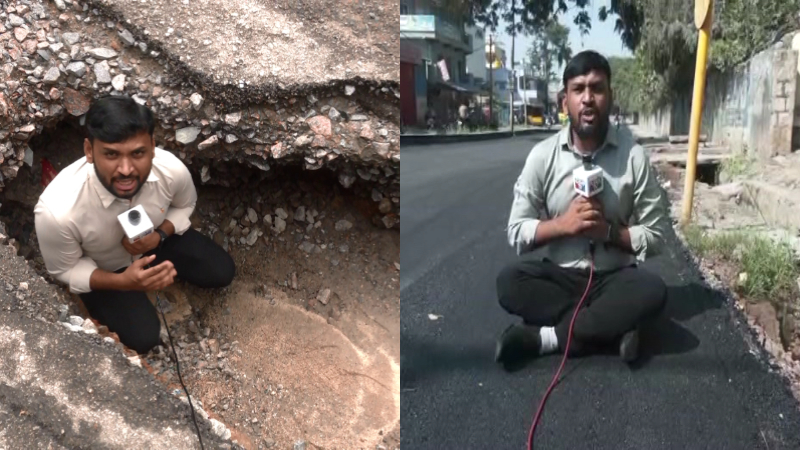 Public TV Ground Report Prompts Swift Fix GBA Repairs Crater Filled Kanteerava Studio–Jalahalli Cross Road