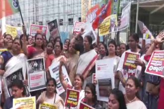 Sexual Harassment Allegations Against Congress MP Angomcha Bimol Akoijam BJP Mahila Morcha Protests in Bengaluru