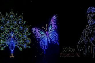 a spectacular display of 3500 drones at the mysuru dasara