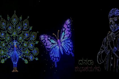 a spectacular display of 3500 drones at the mysuru dasara