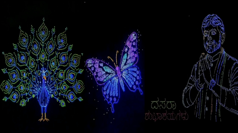 ಮೈಸೂರು ದಸರಾ | ಬಾನಂಗಳದಲ್ಲಿ 3,500 ಡ್ರೋನ್‌ಗಳ ಆಕರ್ಷಕ ಪ್ರದರ್ಶನ