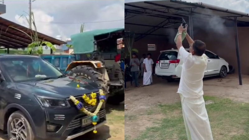 ಆಯುಧ ಪೂಜೆಯ ವೇಳೆ ಗಾಳಿಯಲ್ಲಿ ಗುಂಡು ಹಾರಿಸಿ ಕಾಂಗ್ರೆಸ್ ಮುಖಂಡನ ಉದ್ಧಟತನ