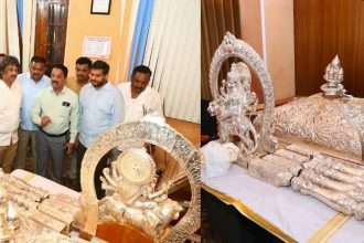 ಶಿವಮೊಗ್ಗ ದಸರಾ ಅವಘಡದಲ್ಲಿ ಹಾನಿಯಾಗಿದ್ದ ಅಂಬಾರಿ, ವಿಗ್ರಹವನ್ನು ಪರಿಶೀಲಿಸಿದ ಸಚಿವ ಮಧು ಬಂಗಾರಪ್ಪ 24 minister madhu bangarappa inspected the ambari and idol that were damaged during the shivamogga dasara incident